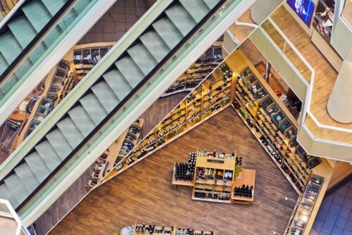 overhead shot of retail store