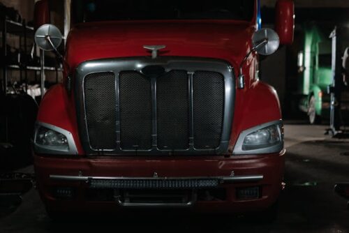 front of 18-wheeler