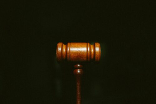 gavel against black background